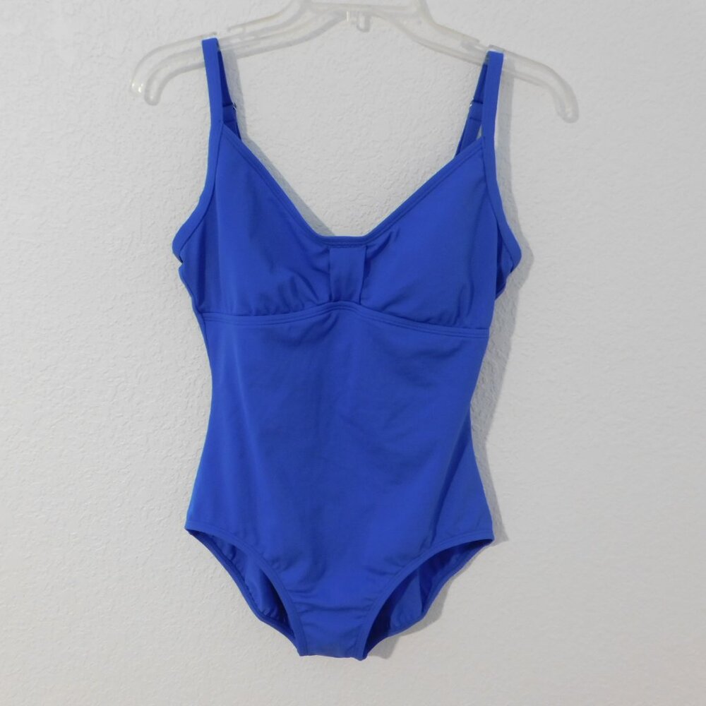 Jantzen Classic One Piece Blue Swimsuit Size 8 Adjustable Straps